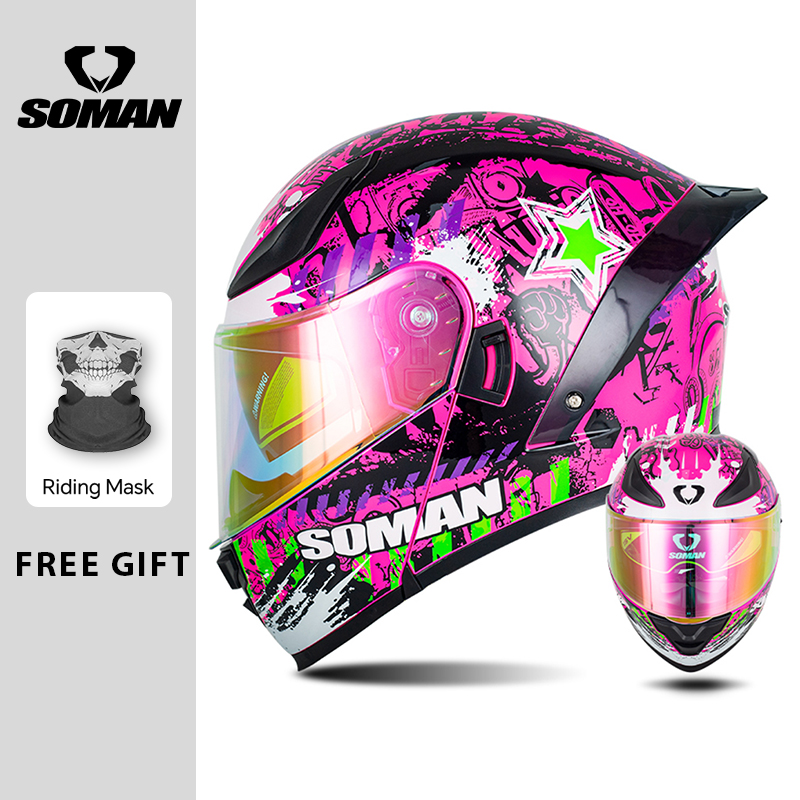SOMAN Modular Helmet Flip Full - Dual Visor Motorcycle Racing Helmet review and price